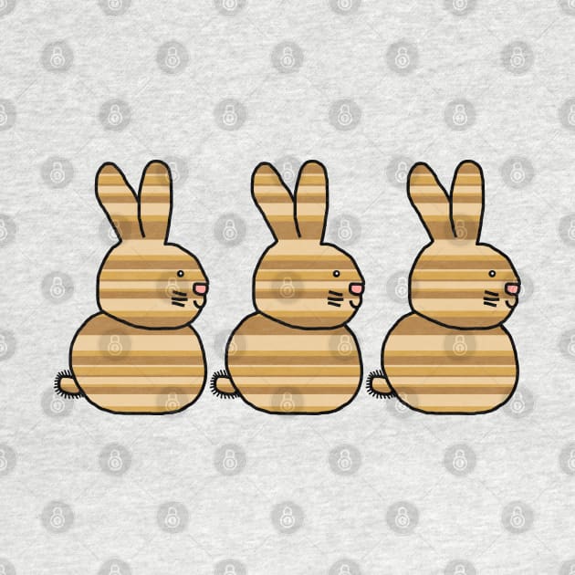 Three Easter Bunny Rabbits Earth Stripes by ellenhenryart
